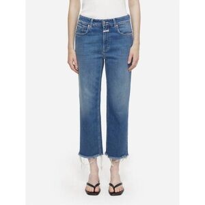CLOSED Denim NWT New Milo Jeans In Mid Blue Raw Hem Cropped 28 Slim Straight